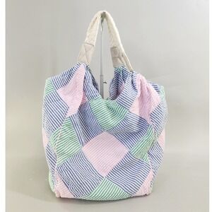 Bath & Body Works Tote Bag Women OS Multicolor Good Seersucker Patchwork Hobo